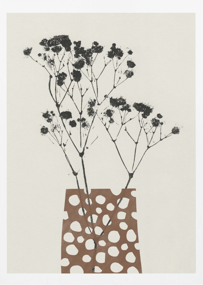 Gypsophila In A Brown Vase - Poster / Art Print
