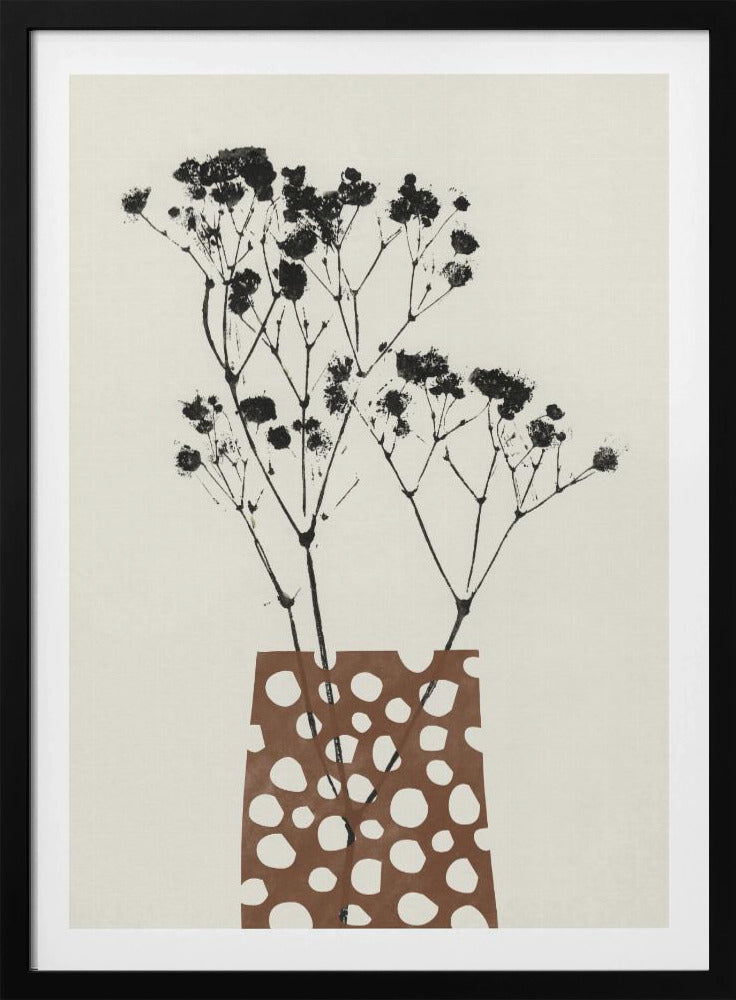Gypsophila In A Brown Vase - Poster / Art Print