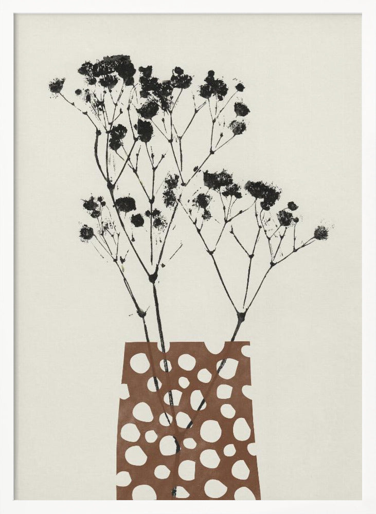 Gypsophila In A Brown Vase - Poster / Art Print