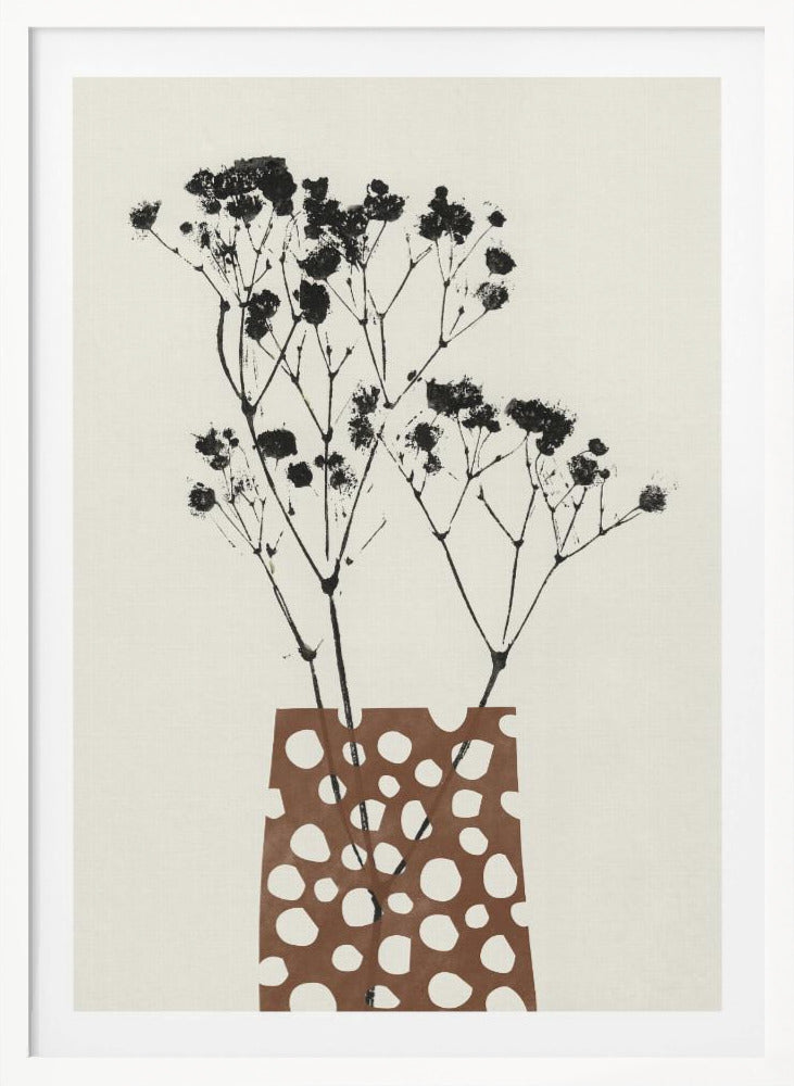 Gypsophila In A Brown Vase - Poster / Art Print