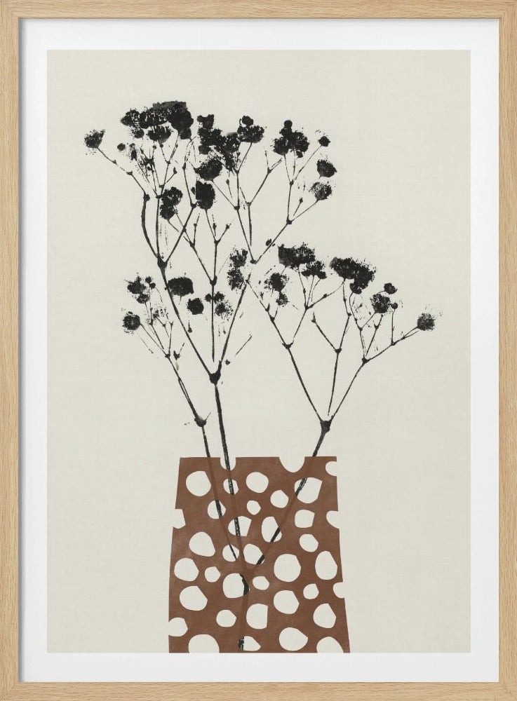Gypsophila In A Brown Vase - Poster / Art Print