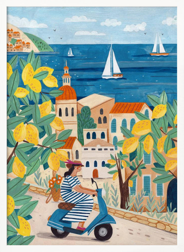 Travel poster woman on the Amalfi coast, Italy - Poster / Art Print