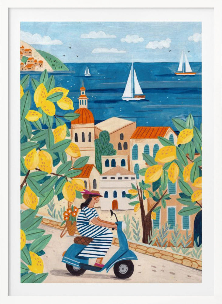 Travel poster woman on the Amalfi coast, Italy - Poster / Art Print