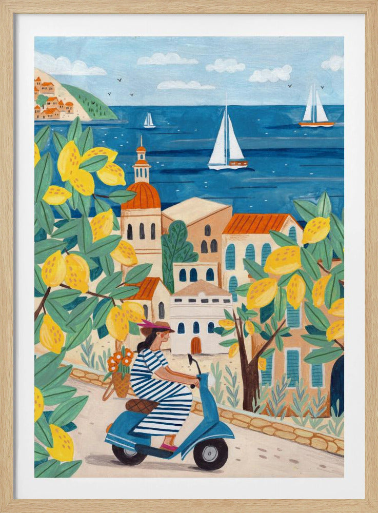 Travel poster woman on the Amalfi coast, Italy - Poster / Art Print