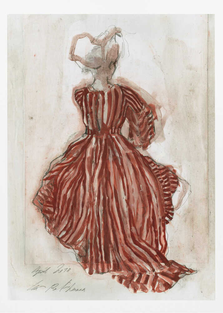 Woman In A Red Striped Dress - Poster / Art Print