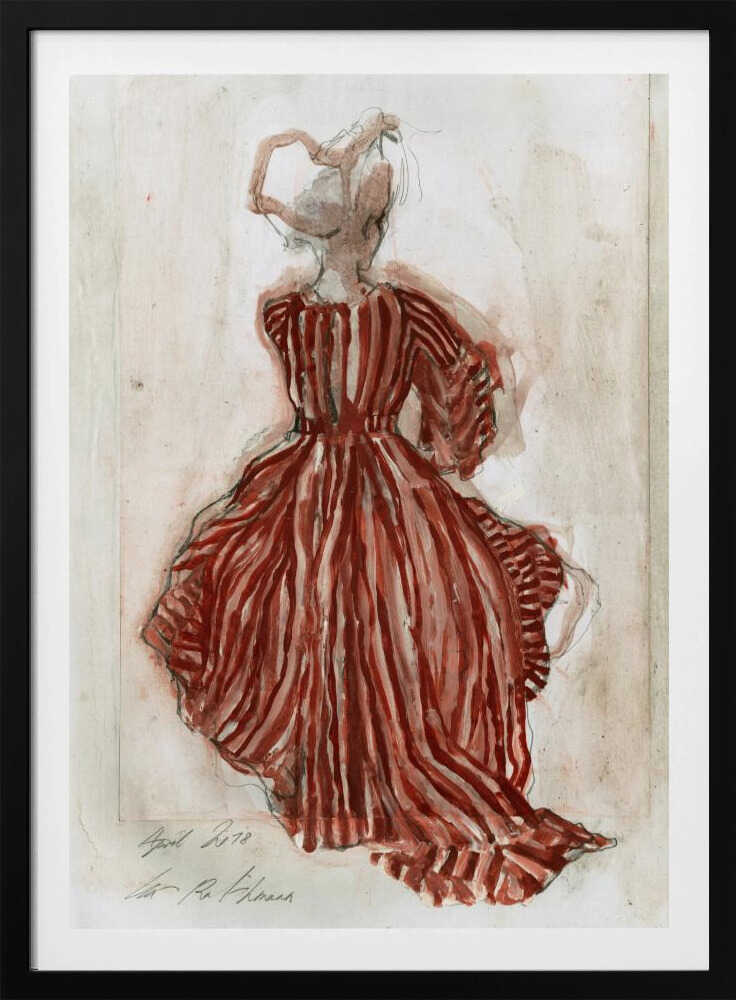 Woman In A Red Striped Dress - Poster / Art Print