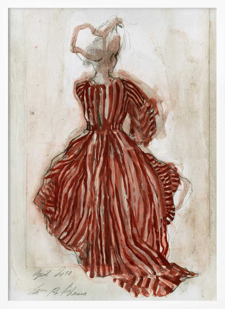 Woman In A Red Striped Dress - Poster / Art Print