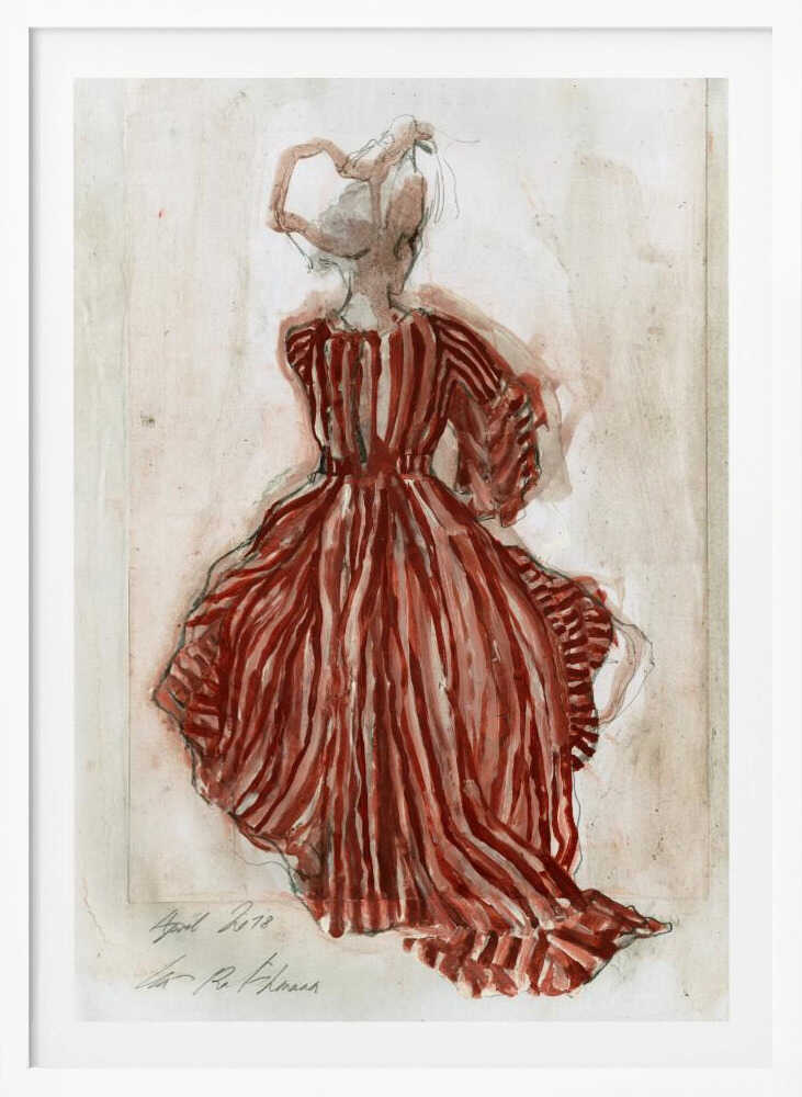 Woman In A Red Striped Dress - Poster / Art Print