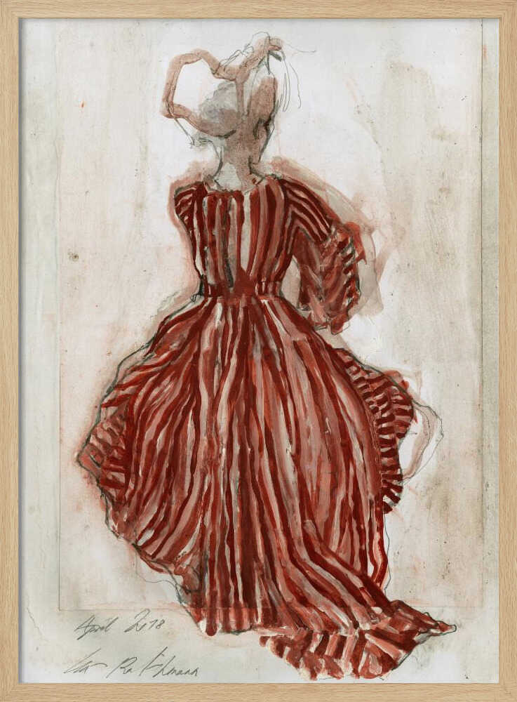 Woman In A Red Striped Dress - Poster / Art Print