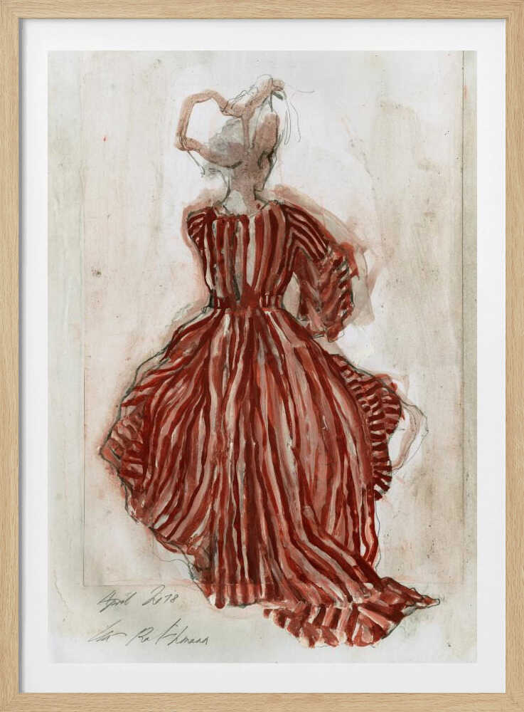 Woman In A Red Striped Dress - Poster / Art Print