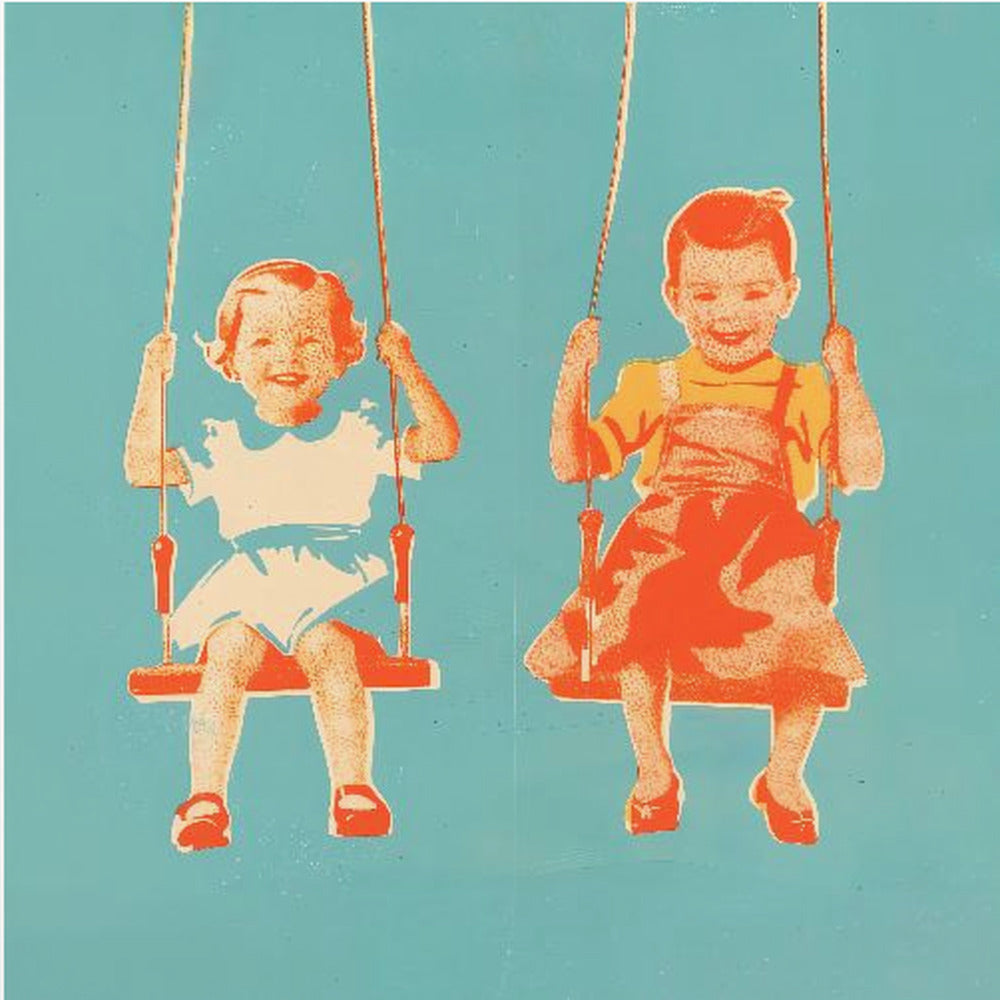 Two Little Girls On Swings - Poster / Art Print
