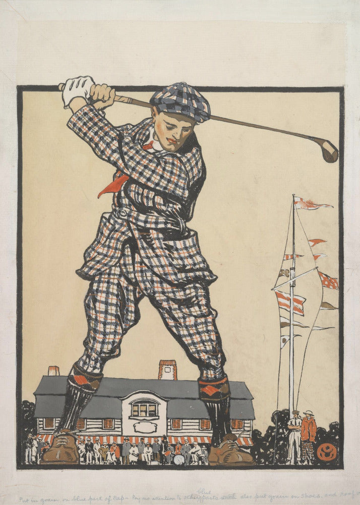 Man Swinging Golf Club (1915) - Poster / Art Print