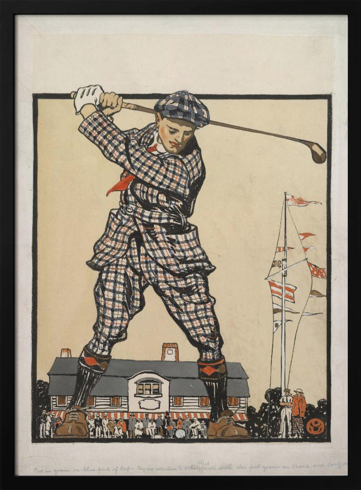 Man Swinging Golf Club (1915) - Poster / Art Print