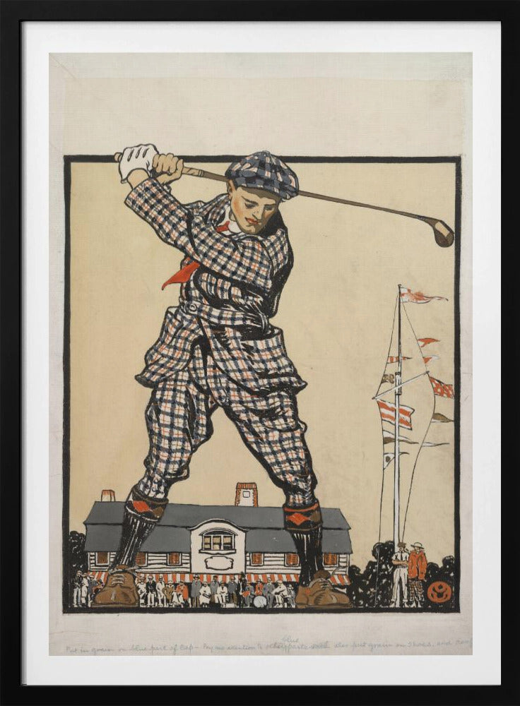 Man Swinging Golf Club (1915) - Poster / Art Print