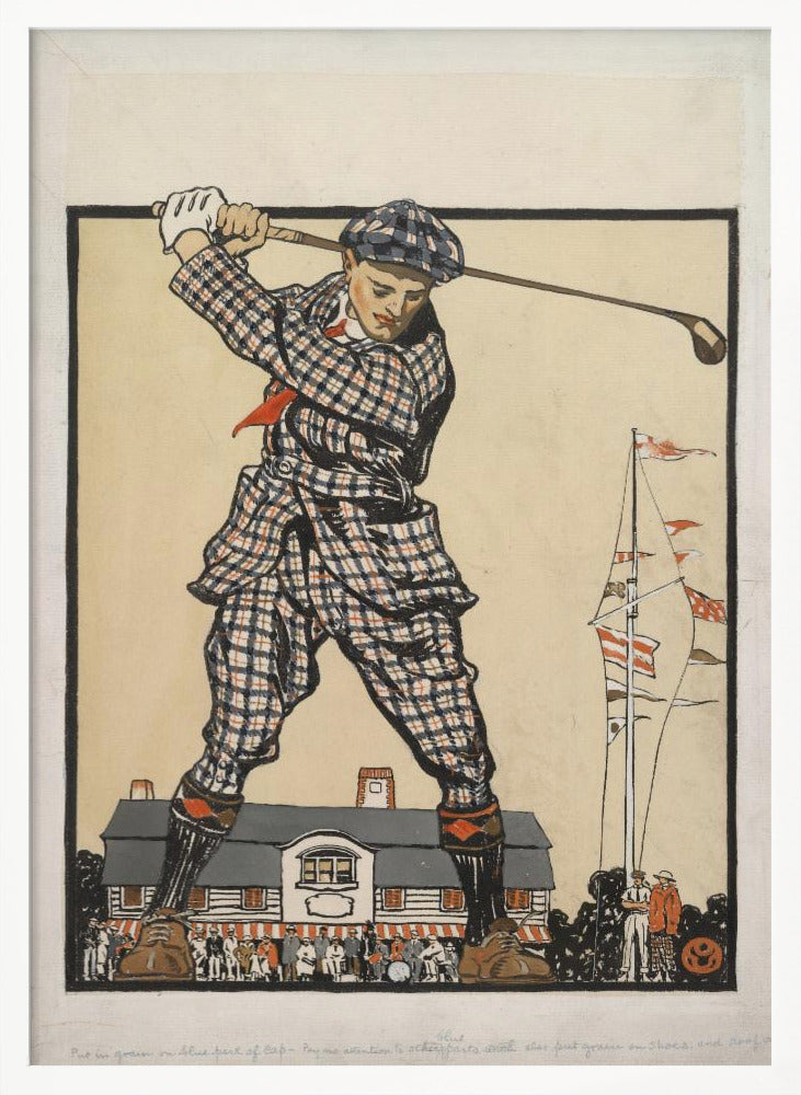 Man Swinging Golf Club (1915) - Poster / Art Print