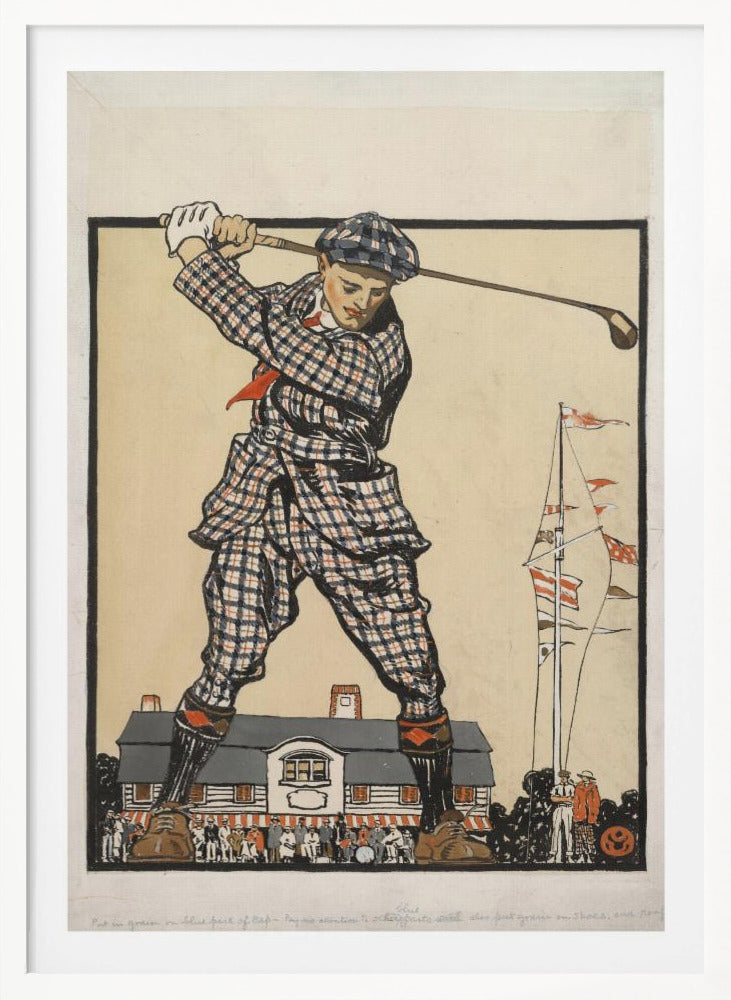 Man Swinging Golf Club (1915) - Poster / Art Print