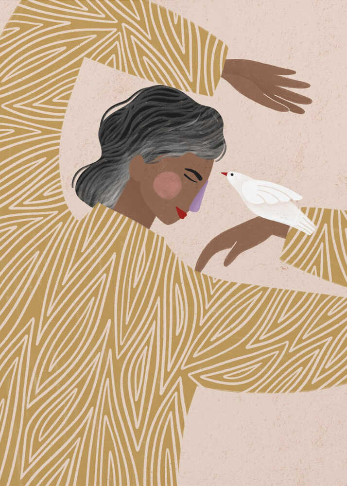 The Woman With a Bird - Poster / Art Print