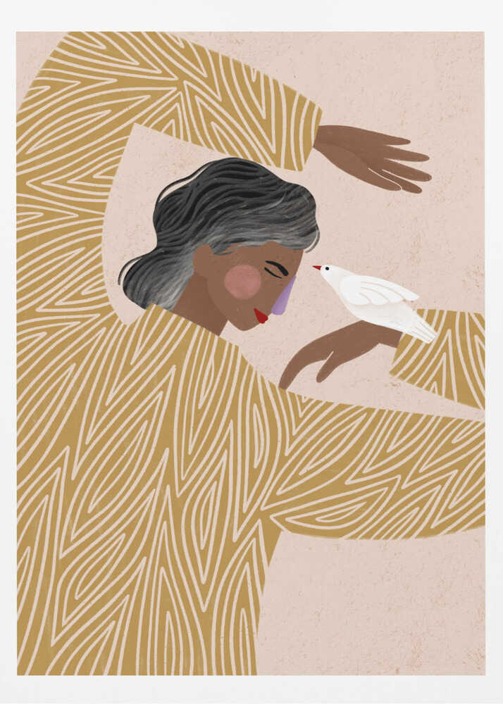The Woman With a Bird - Poster / Art Print