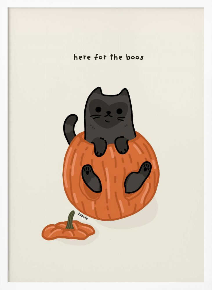 Black Cat Playfully Sitting In A Pumpkin - Poster / Art Print