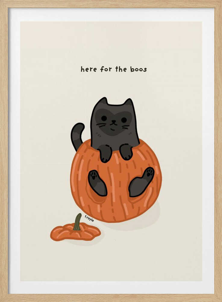 Black Cat Playfully Sitting In A Pumpkin - Poster / Art Print