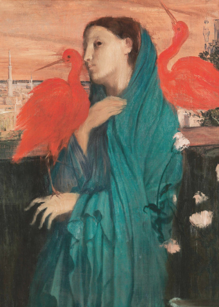 Young Woman With Ibis - Poster / Art Print