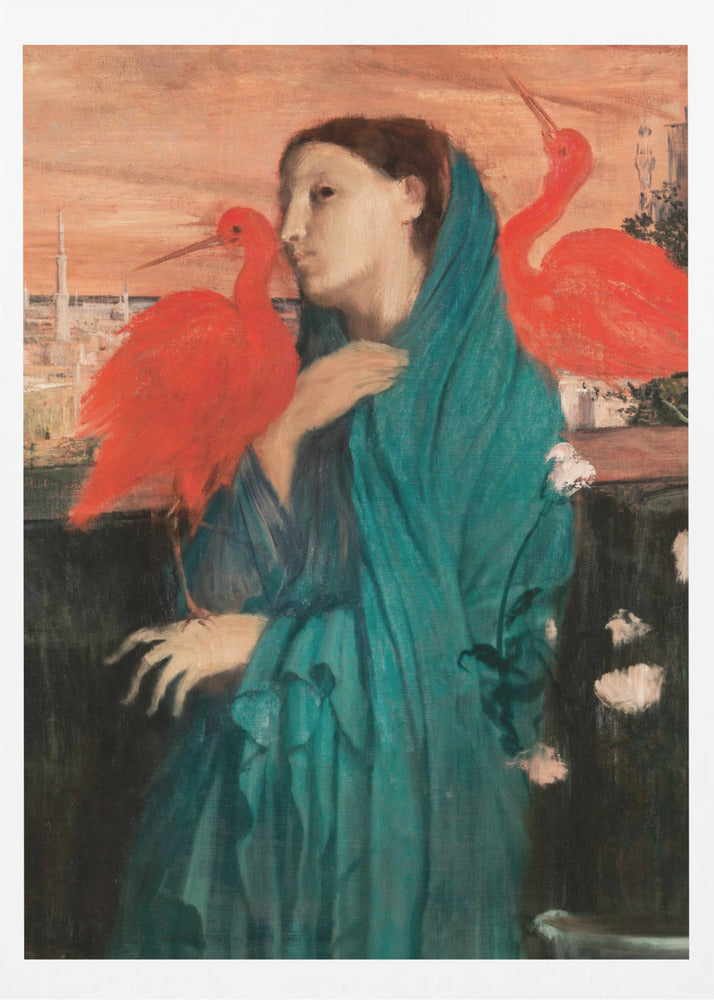 Young Woman With Ibis - Poster / Art Print