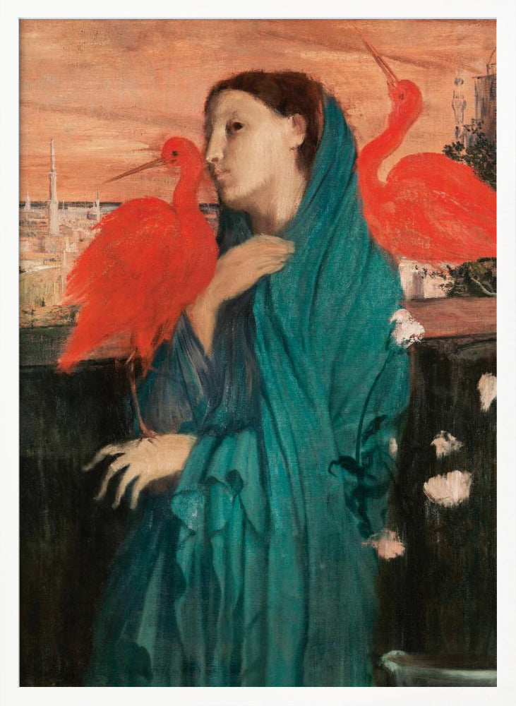 Young Woman With Ibis - Poster / Art Print
