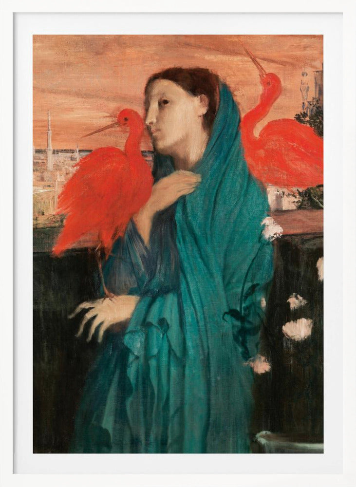 Young Woman With Ibis - Poster / Art Print