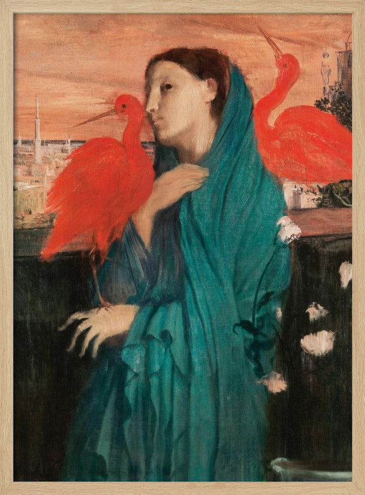 Young Woman With Ibis - Poster / Art Print