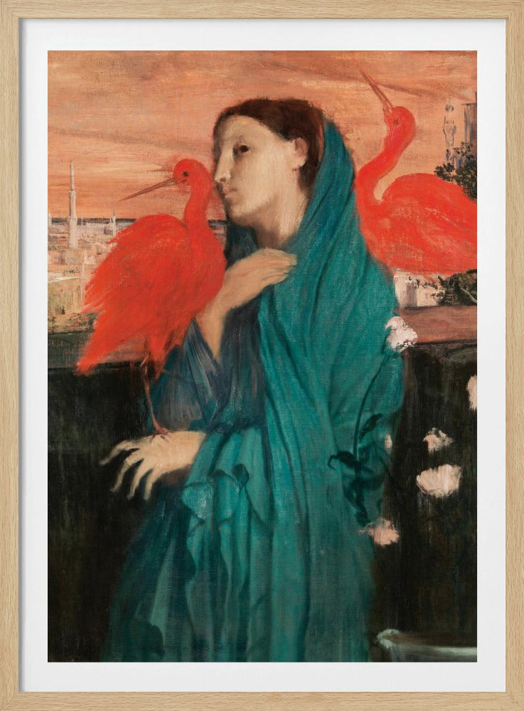 Young Woman With Ibis - Poster / Art Print