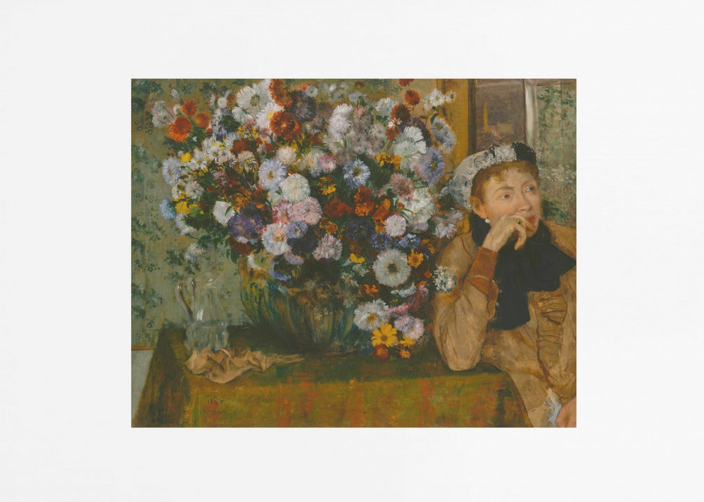 A Woman Seated Beside a Vase of Flowers No.2 - Poster / Art Print