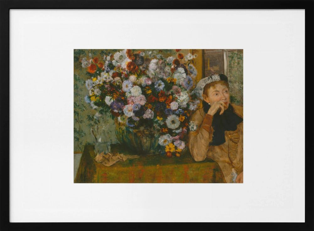A Woman Seated Beside a Vase of Flowers No.2 - Poster / Art Print