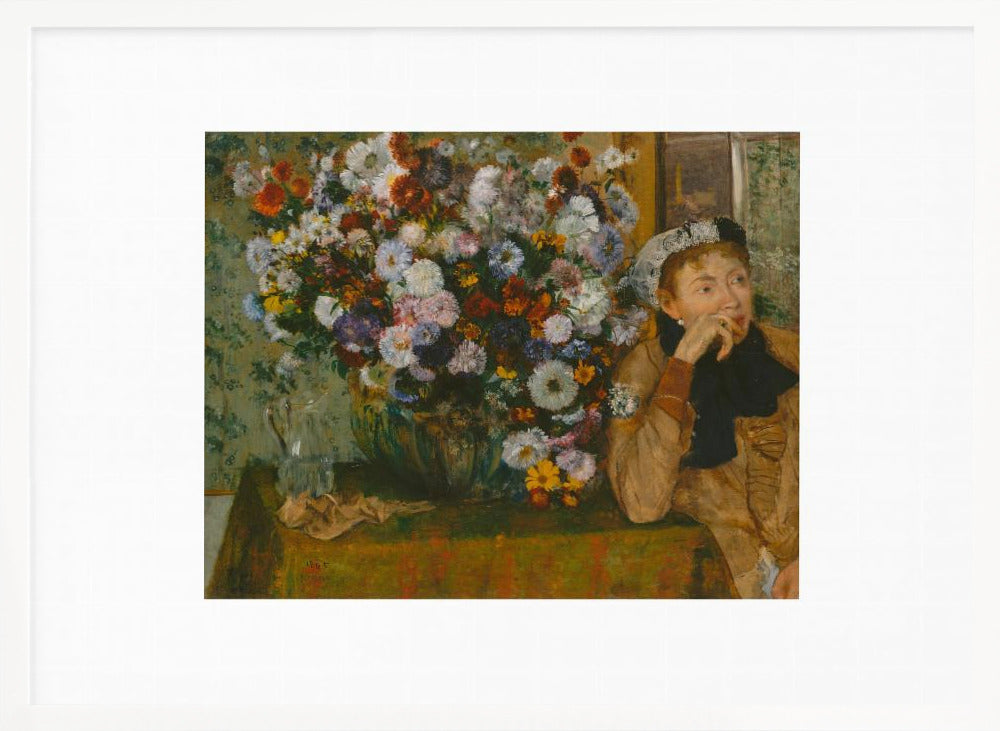 A Woman Seated Beside a Vase of Flowers No.2 - Poster / Art Print