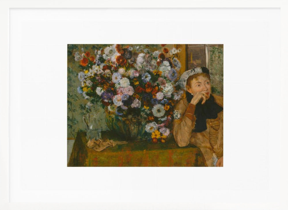 A Woman Seated Beside a Vase of Flowers No.2 - Poster / Art Print