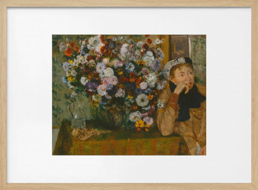 A Woman Seated Beside a Vase of Flowers No.2 - Poster / Art Print