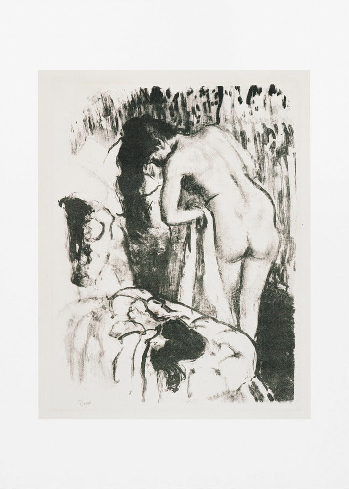 Nude Woman Standing, Drying Herself - Poster / Art Print