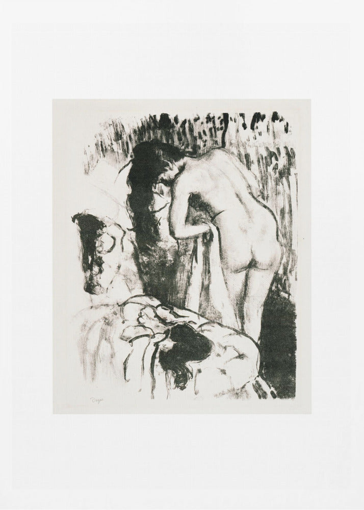 Nude Woman Standing, Drying Herself - Poster / Art Print