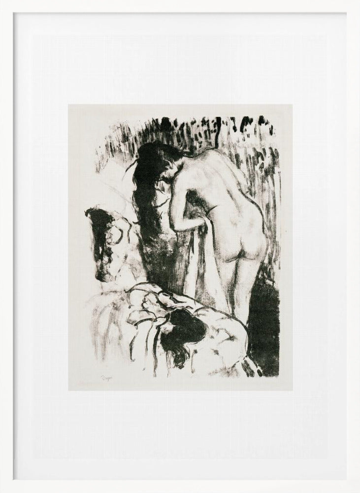 Nude Woman Standing, Drying Herself - Poster / Art Print