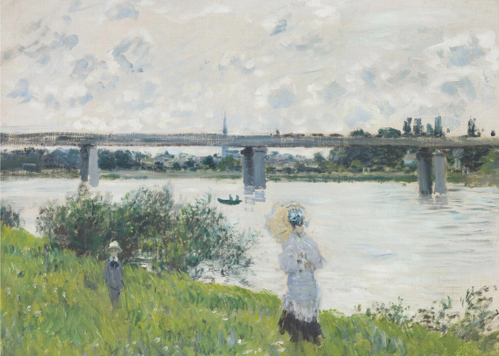 Claude Monet's the Promenade With the Railroad Bridge, Argenteuil (1874) - Poster / Art Print