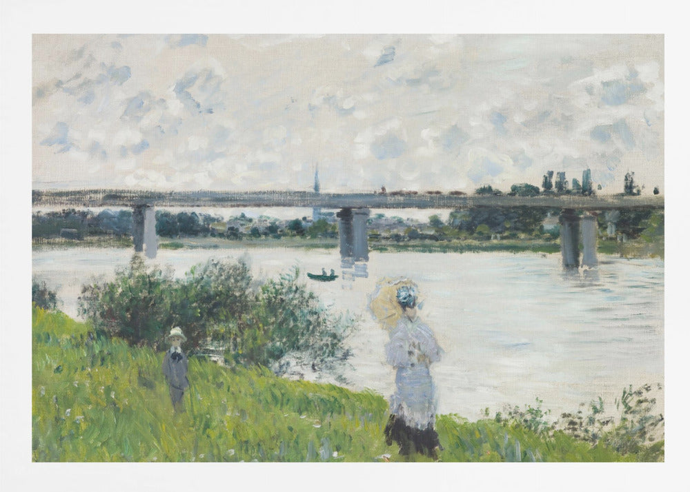 Claude Monet's the Promenade With the Railroad Bridge, Argenteuil (1874) - Poster / Art Print