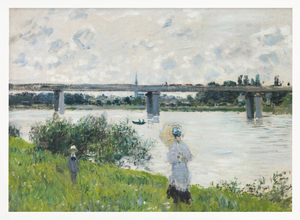 Claude Monet's the Promenade With the Railroad Bridge, Argenteuil (1874) - Poster / Art Print