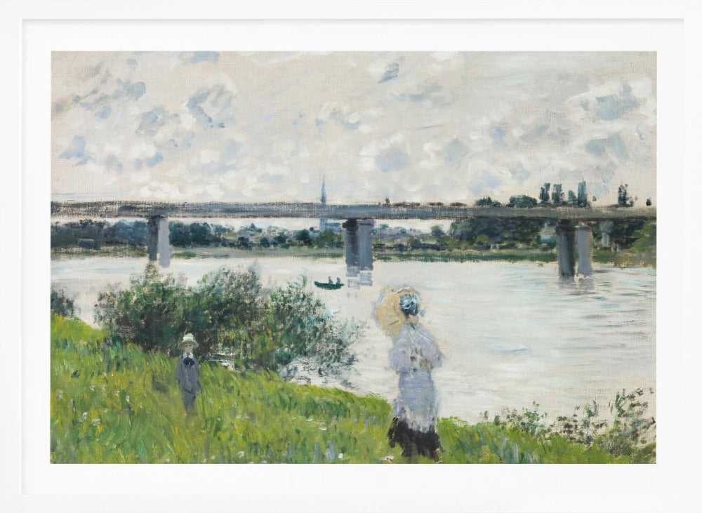 Claude Monet's the Promenade With the Railroad Bridge, Argenteuil (1874) - Poster / Art Print