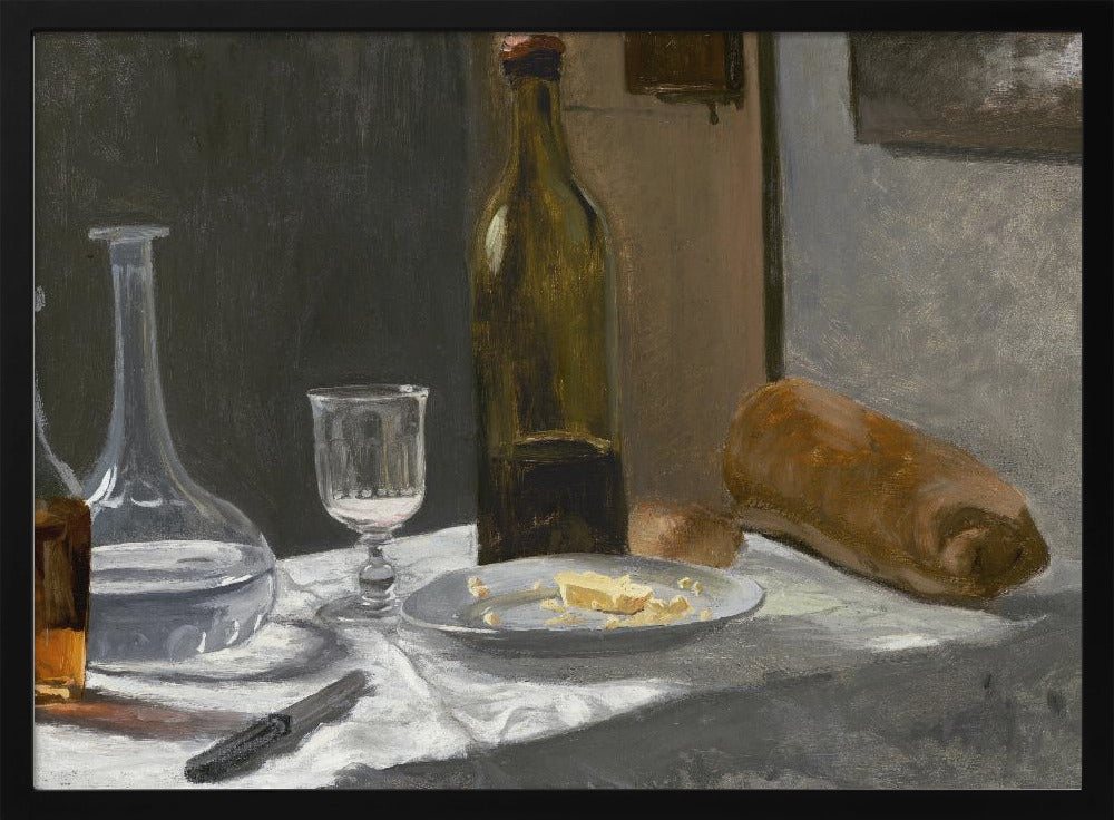 Still Life With Bottle, Carafe, Bread, and Wine (1862–1863) By Claude Monet - Poster / Art Print