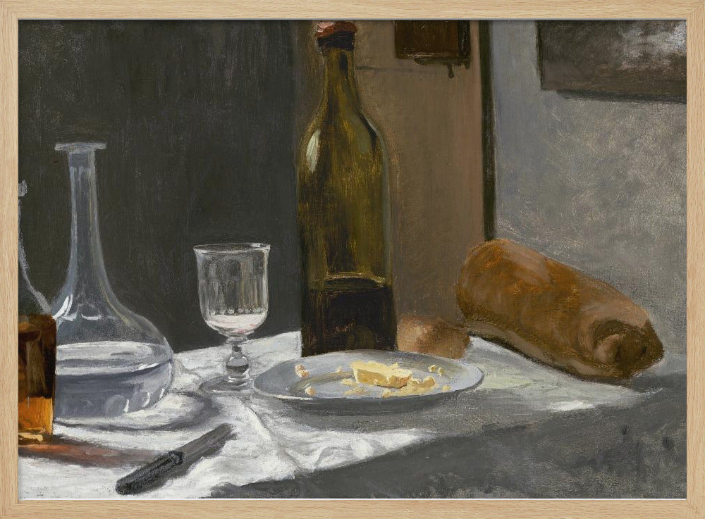 Still Life With Bottle, Carafe, Bread, and Wine (1862–1863) By Claude Monet - Poster / Art Print