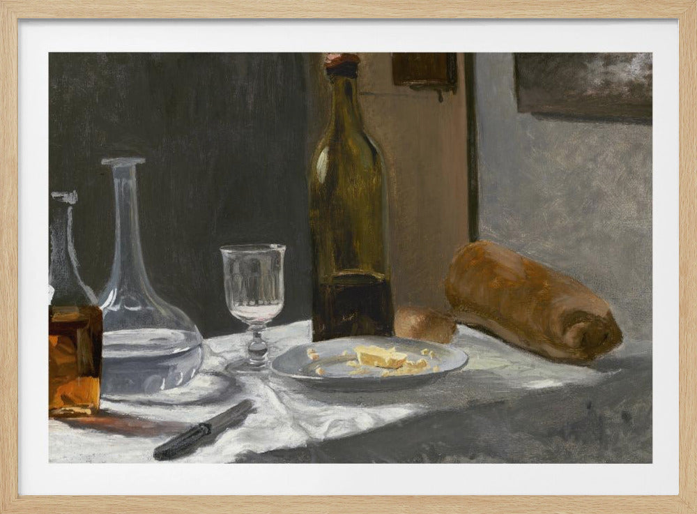 Still Life With Bottle, Carafe, Bread, and Wine (1862–1863) By Claude Monet - Poster / Art Print