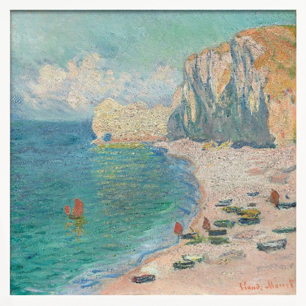 The Beach and the Falaise D'amont (1885) By Claude Monet. - Poster / Art Print