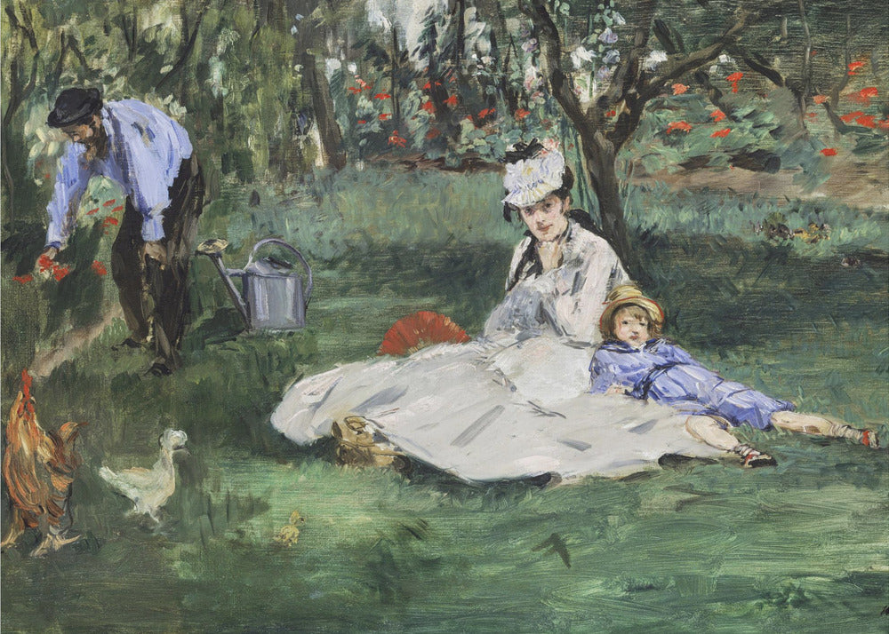 The Monet Family In Their Garden At Argenteuil (1874) - Poster / Art Print