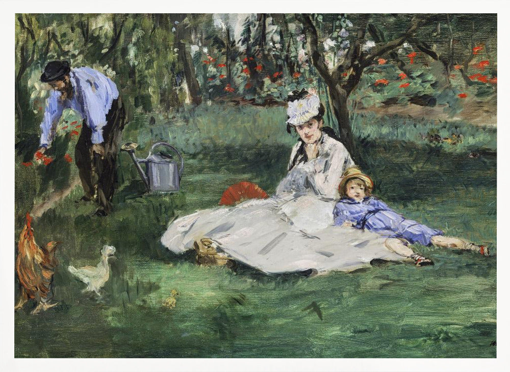 The Monet Family In Their Garden At Argenteuil (1874) - Poster / Art Print