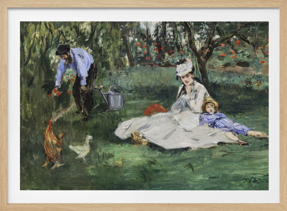 The Monet Family In Their Garden At Argenteuil (1874) - Poster / Art Print