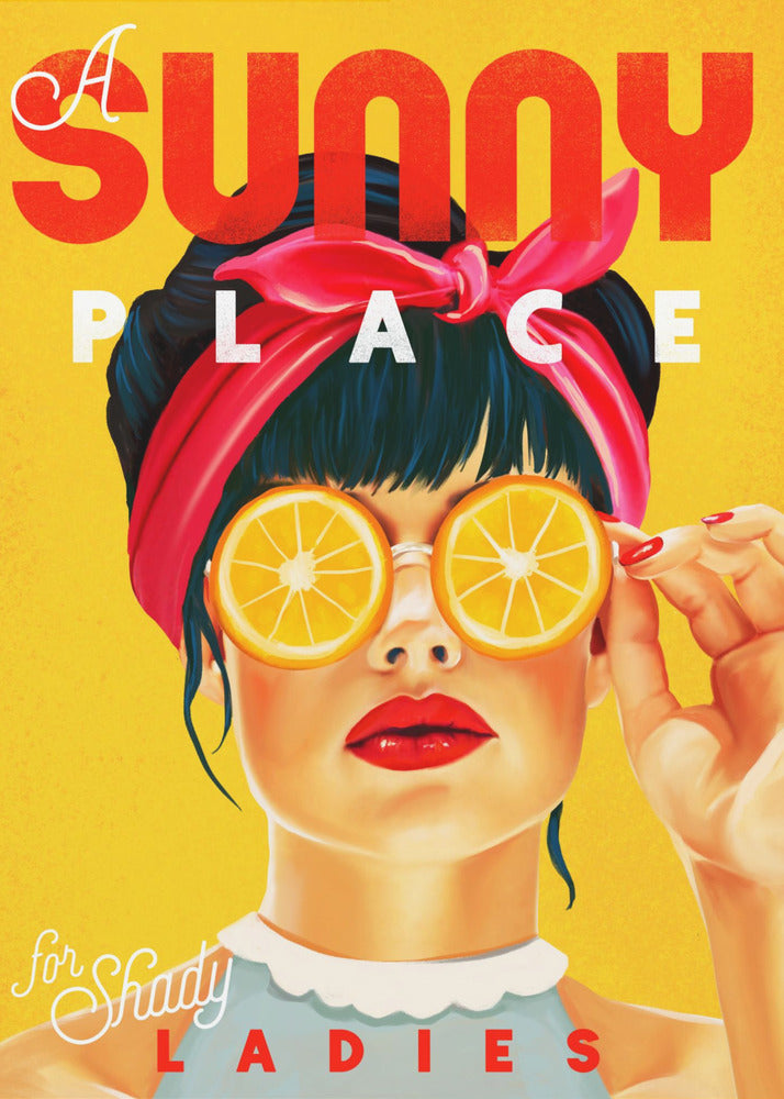 A Sunny Place For Shady Ladies Orange Pinup Art - Poster / Art Print